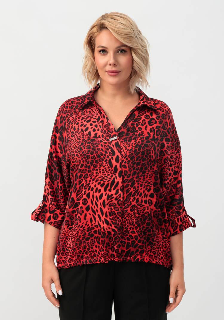 Блуза с патами на рукавах и брошью шир.  750, рис. 38