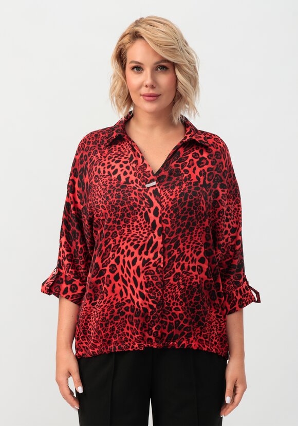 Блуза с патами на рукавах и брошью шир.  580, рис. 38