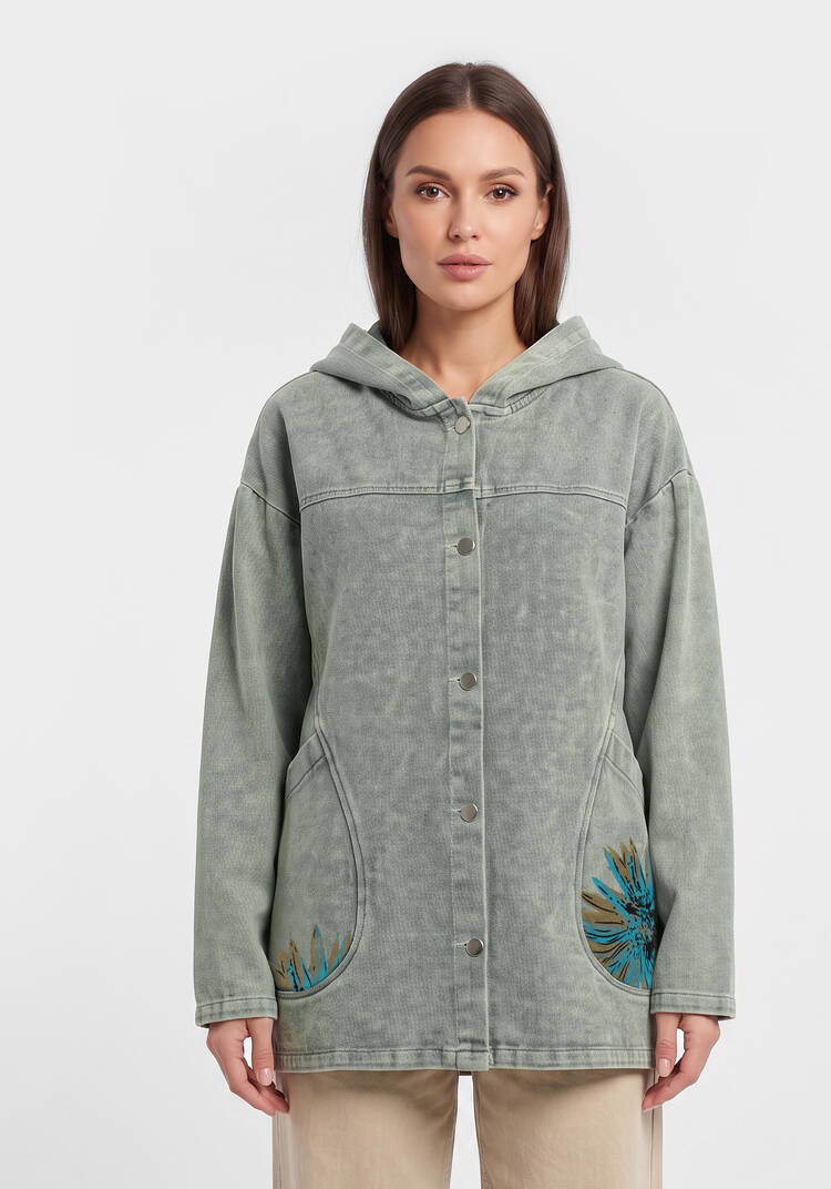 Куртка джинсовая Цветочный путь шир.  750, рис. 9