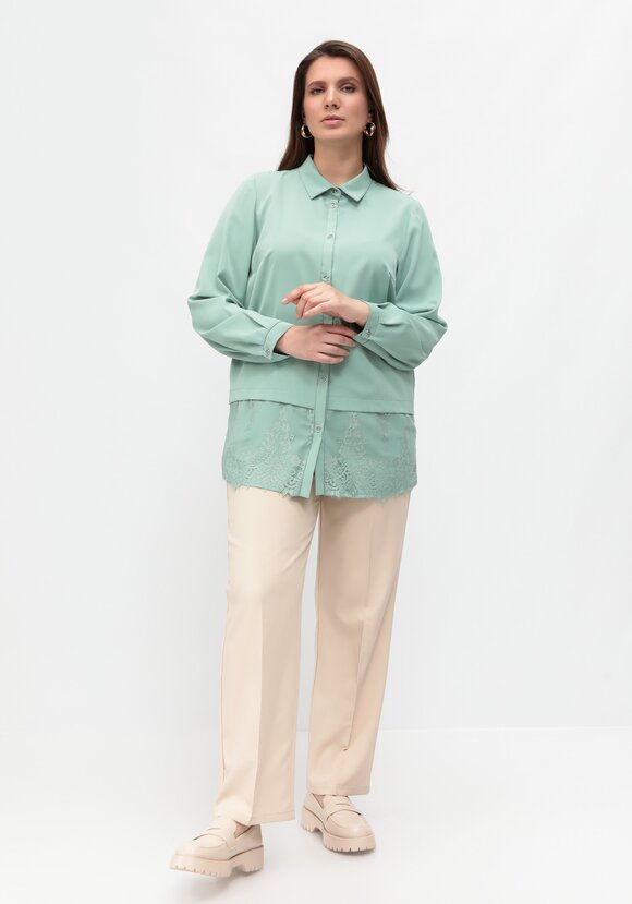 Блуза с ажурным кружевом по низу шир.  580, рис. 7