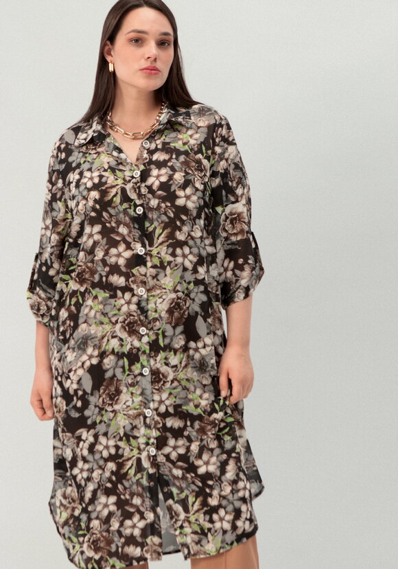 Рубашка удлинённая с цветочным принтом шир.  580, рис. 9