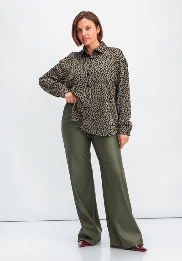 Рубашка ажурная с леопардовым принтом шир.  580, рис. 18