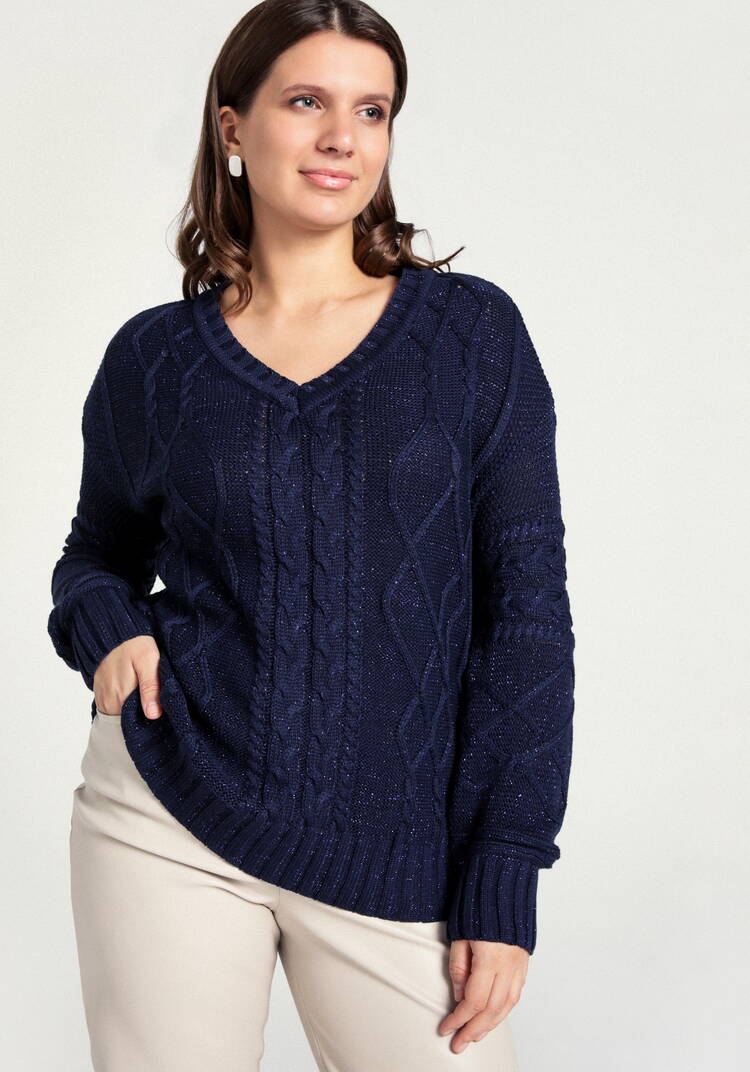 Джемпер с V-образным вырезом и косами шир.  750, рис. 8