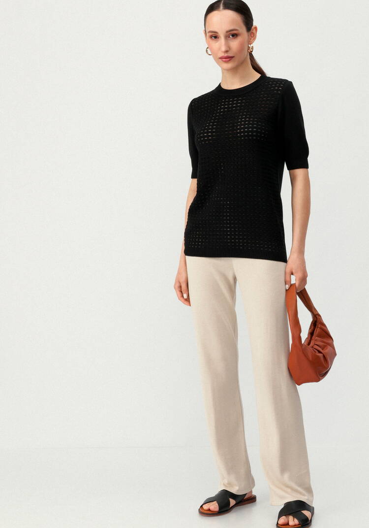 Джемпер с передней полочкой ажурной вязки шир.  750, рис. 30