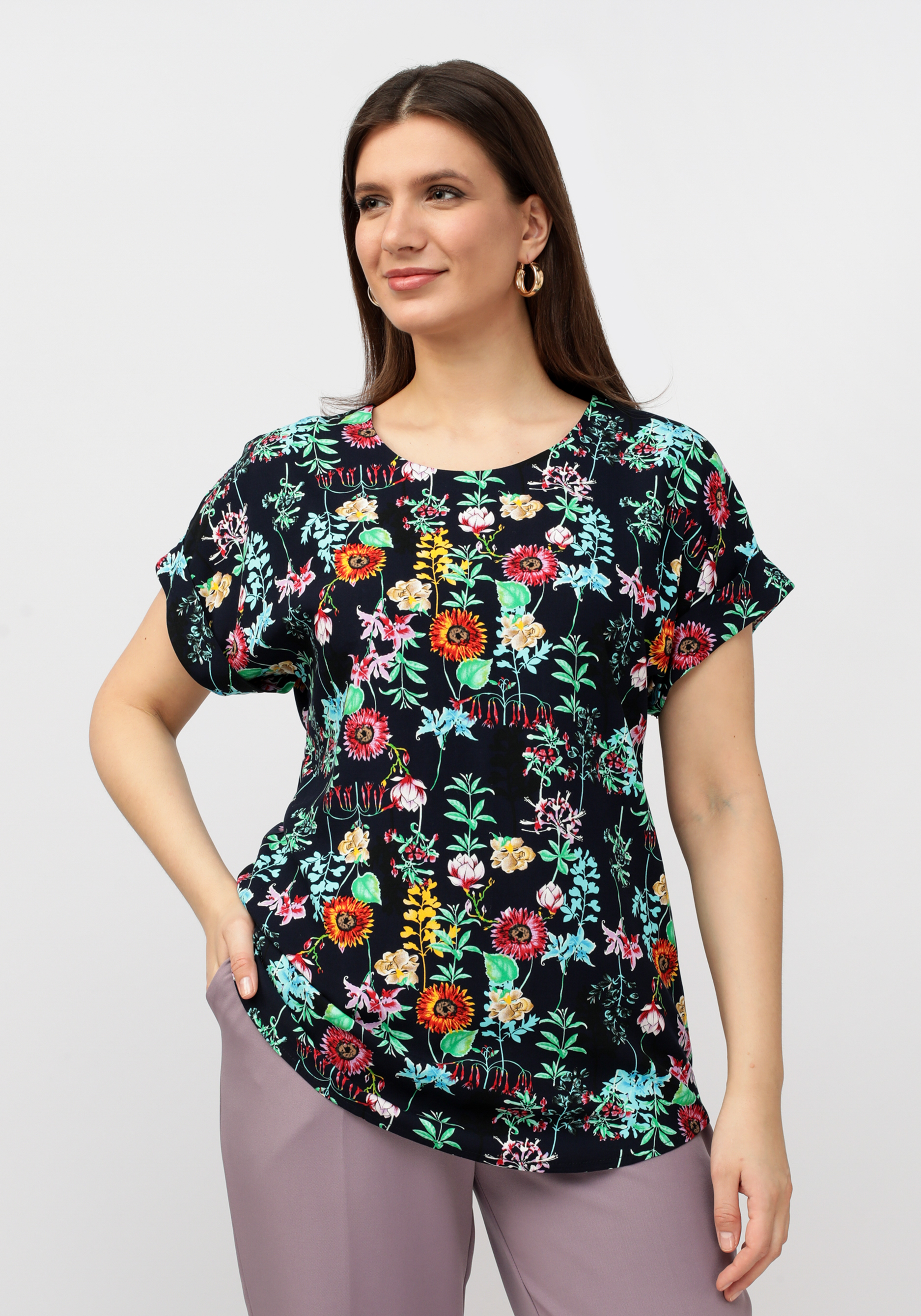 Блуза с цветочным рисунком Manhattan, размер 58 - фото 4