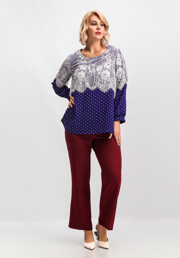 Блуза с кружевом по плечам шир.  580, рис. 9