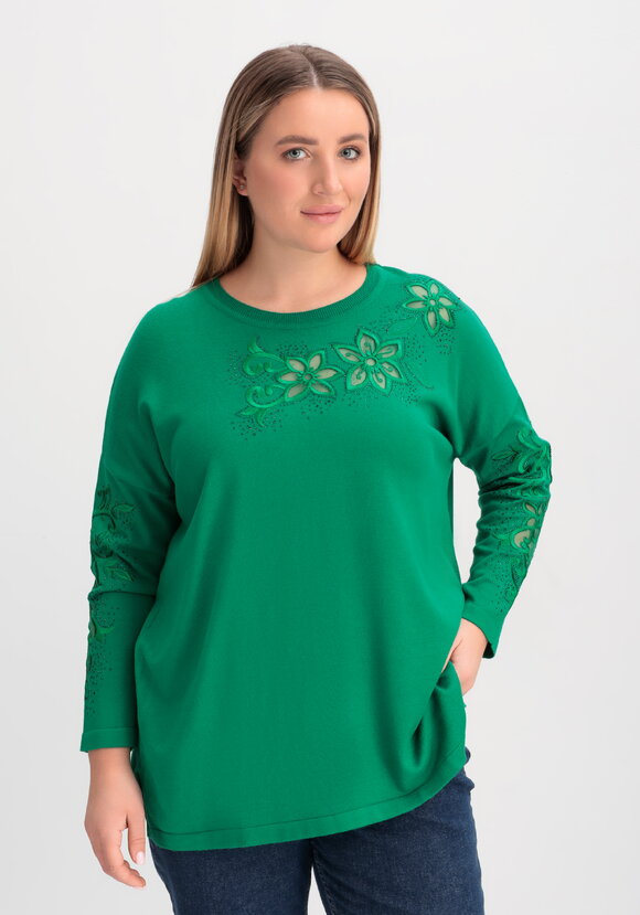 Джемпер с декоративной цветочной вышивкой шир.  580, рис. 12