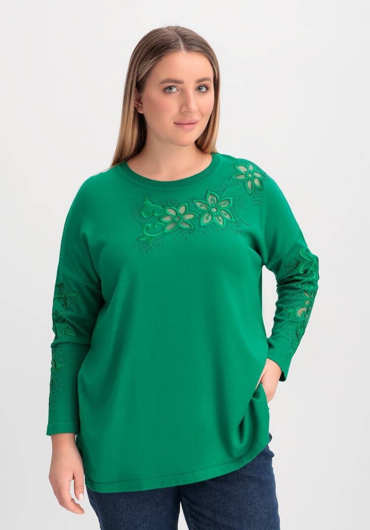 Джемпер с декоративной цветочной вышивкой шир.  750, рис. 12