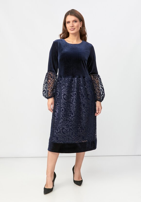 Платье комбинированной ткани свободного кроя шир.  580, рис. 4