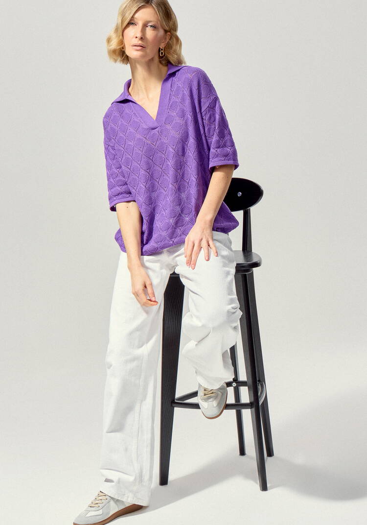 Джемпер-поло с ажурным рисунком шир.  750, рис. 29