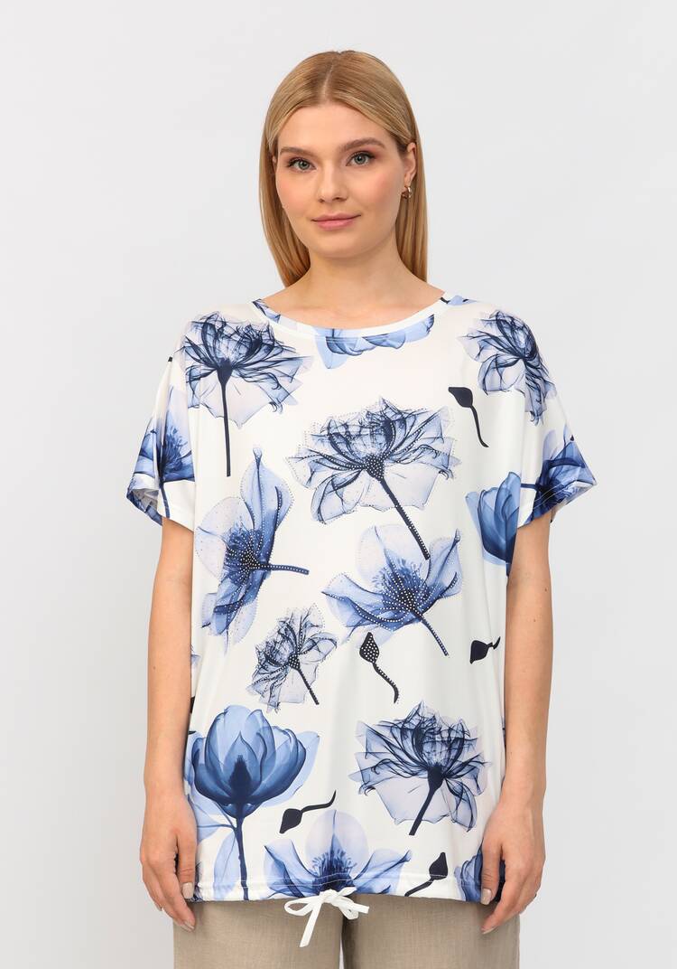 Блуза со стразами и цветочным принтом шир.  750, рис. 14