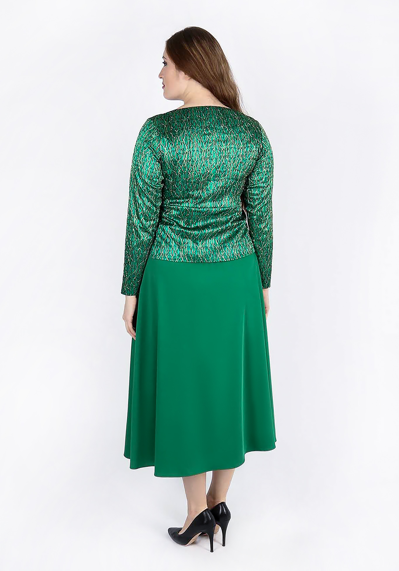 Платье-миди с эффектом двойки GalaGrosso, размер 52, цвет зеленый - фото 7