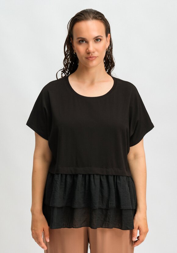 Блуза комбинированная с ярусами по низу шир.  580, рис. 4