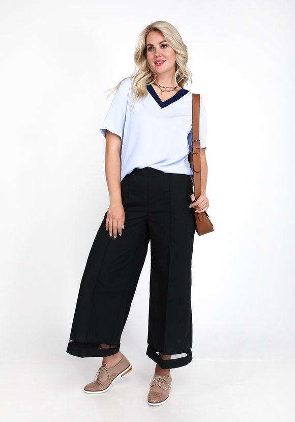 Блузка с контрастной планкой шир.  580, рис. 6