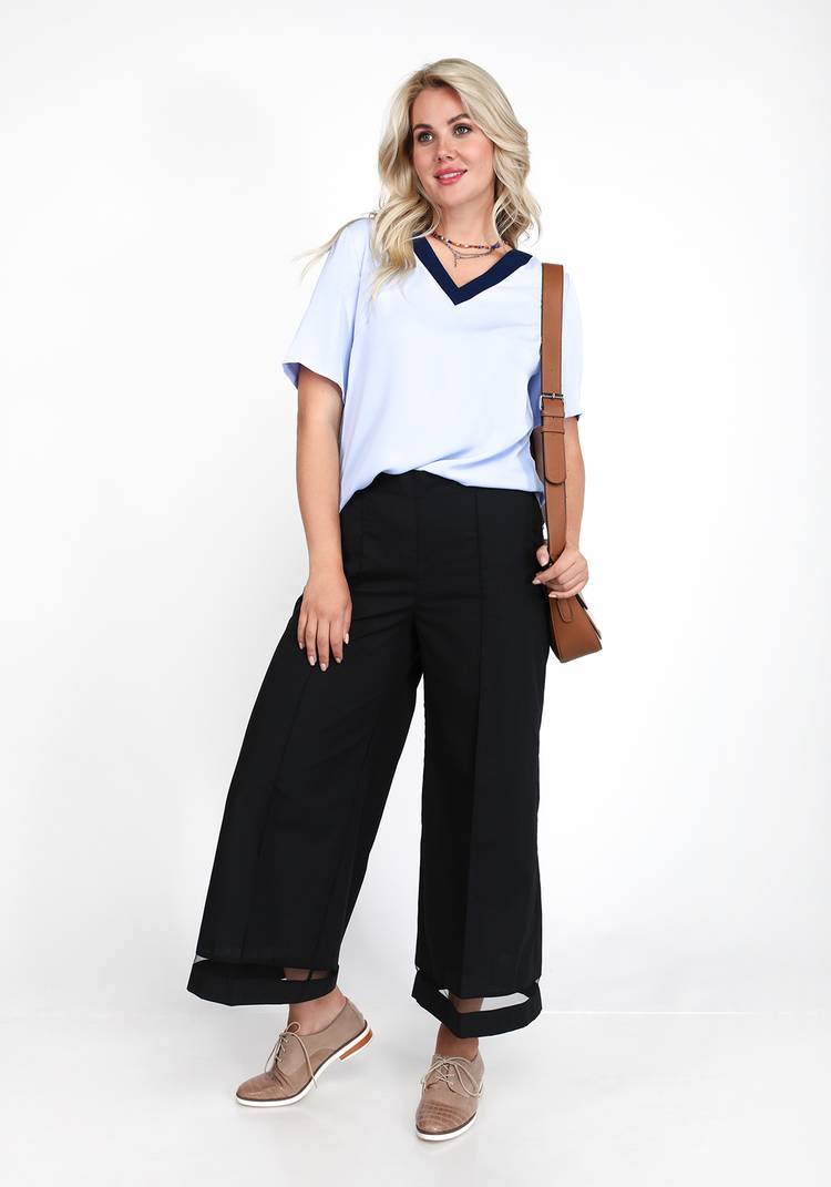 Блузка с контрастной планкой шир.  750, рис. 6