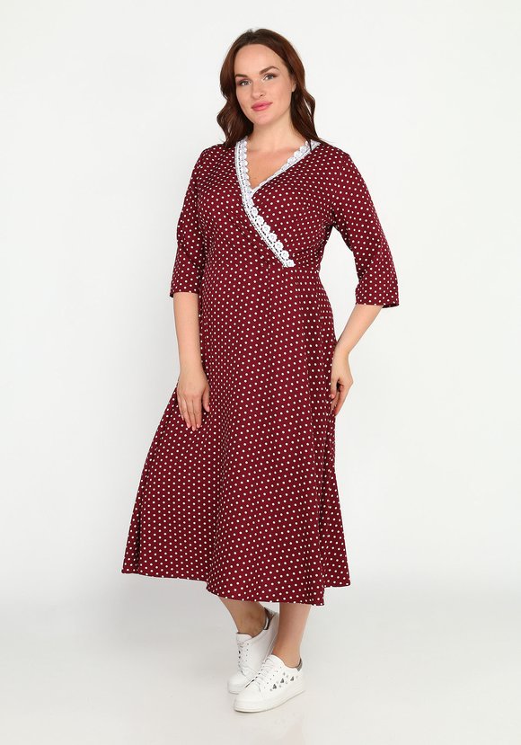 Платье в горох с украшением на груди шир.  580, рис. 2