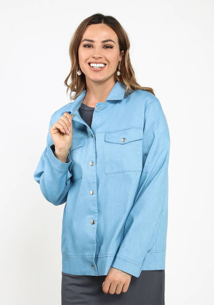 Рубашка джинсовая на кнопках шир.  750, рис. 5