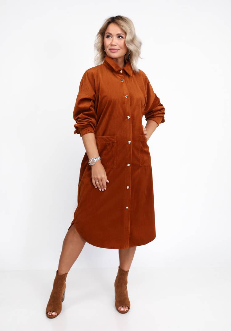 Платье-рубашка из крупного вельвета шир.  750, рис. 5