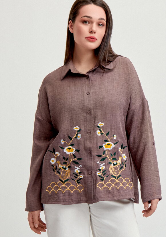 Рубашка с цветочной вышивкой по низу шир.  580, рис. 18