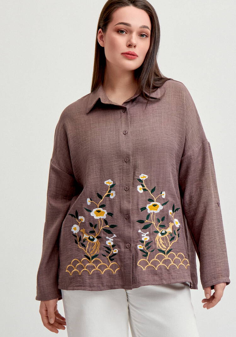 Рубашка с цветочной вышивкой по низу шир.  750, рис. 18