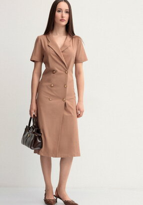 Платье из льна двубортное