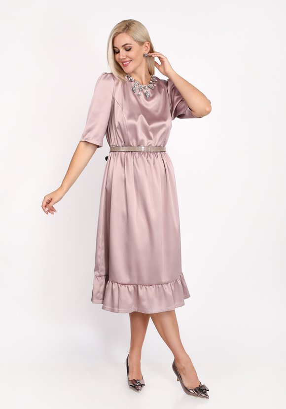 Платье с защипами на плечах и воланом на юбке шир.  580, рис. 1