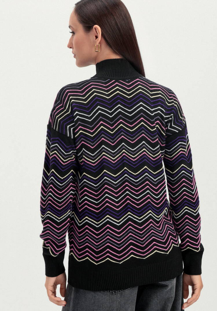 Свитер с высоким горлом и принтом зигзаг шир.  750, рис. 3