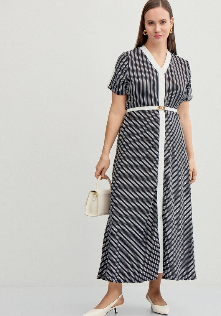 Платье в полоску с контрастной окантовкой шир.  750, рис. 4