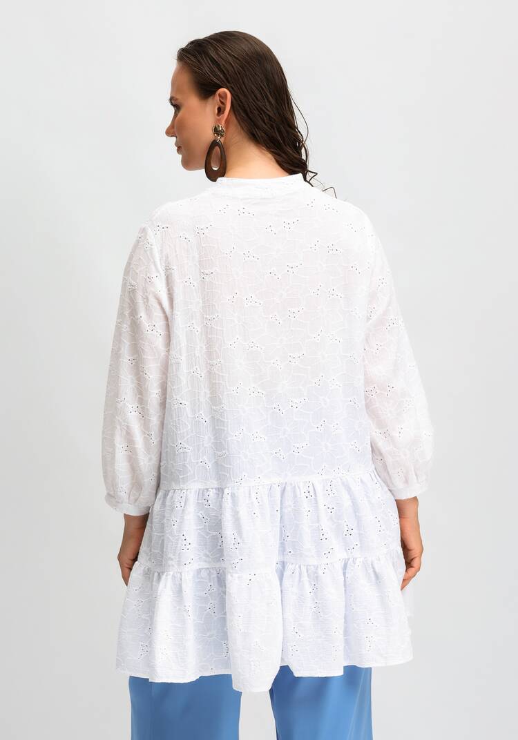 Туника из шитья с ярусами на пуговицах шир.  750, рис. 3