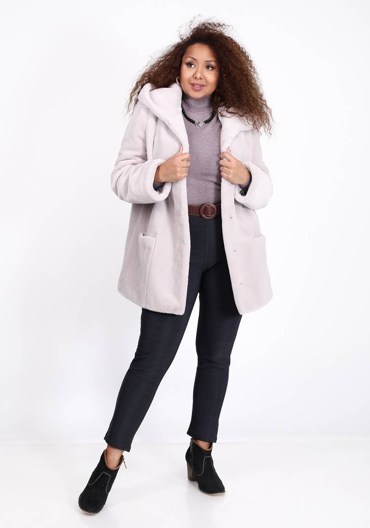 Полушубок из эко норки с капюшоном шир.  750, рис. 3