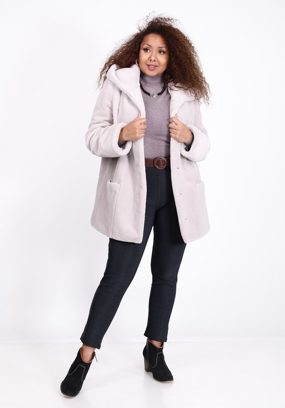 Полушубок из эко норки с капюшоном шир.  580, рис. 3