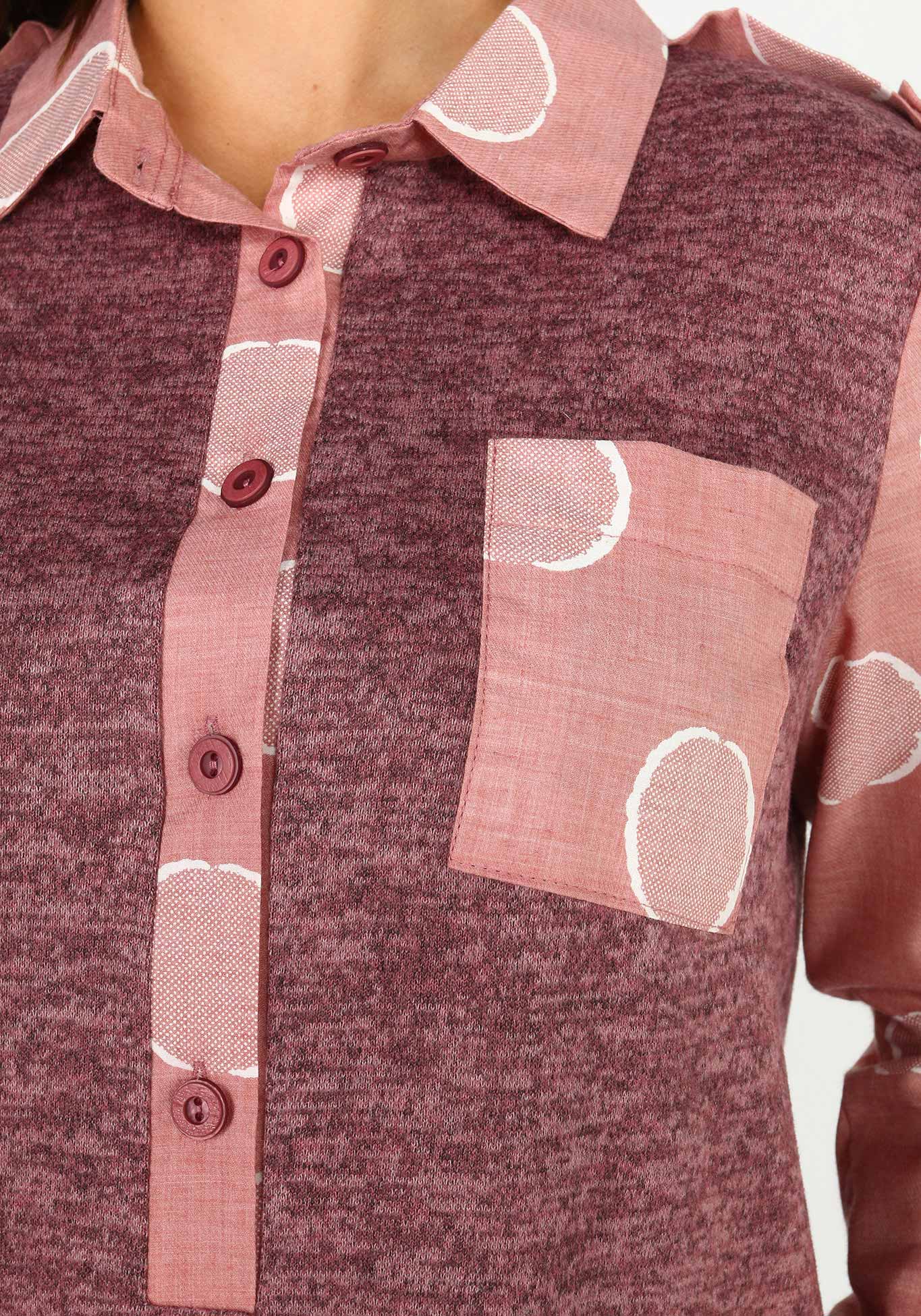 Блуза комбинированная с пуговицами Elletto Life, размер 44, цвет сиреневый - фото 4