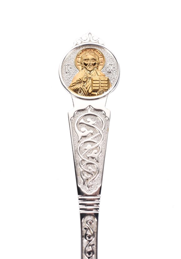 Серебряная ложка Вседержитель+ футляр шир.  580, рис. 5