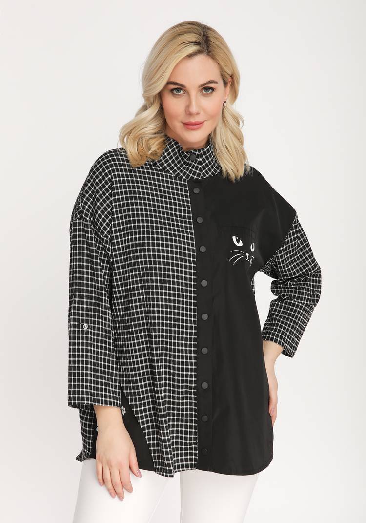 Блуза с принтом кошка шир.  750, рис. 9