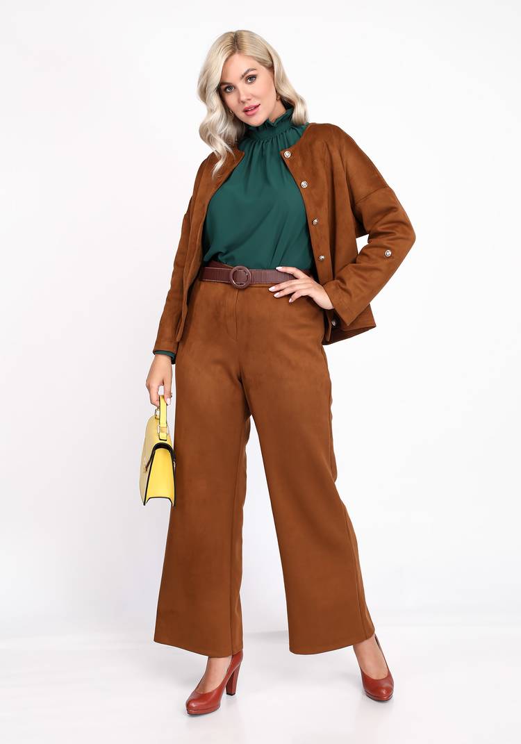 Блуза однотонная с застежкой на пуговицу шир.  750, рис. 3