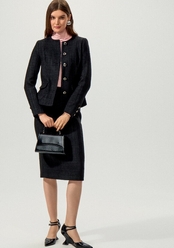 Пиджак из однотонного твида на пуговицах шир.  580, рис. 2