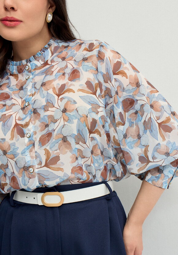 Блуза легкая с цветочным принтом шир.  580, рис. 6