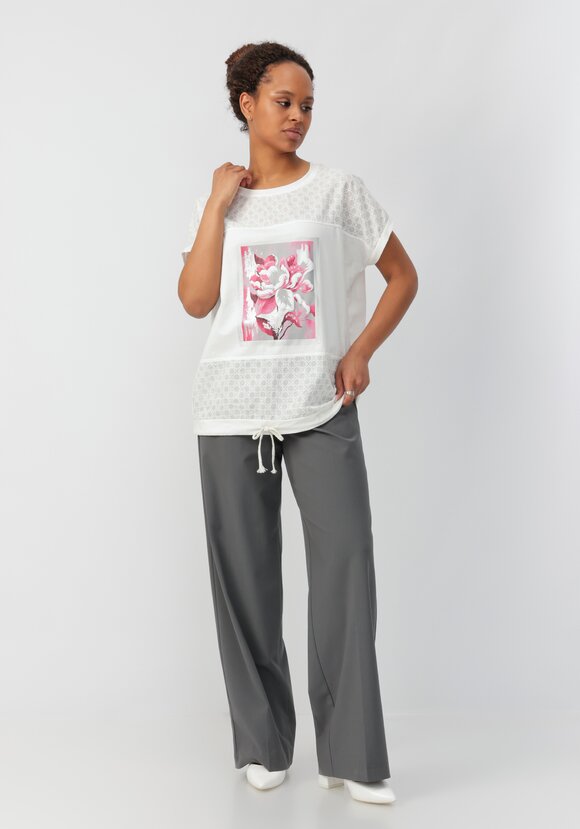 Блуза с принтом и ажурными вставками шир.  580, рис. 12