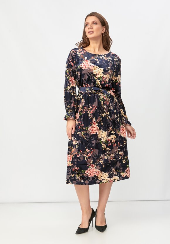 Платье с цветочным принтом из бархата шир.  580, рис. 1