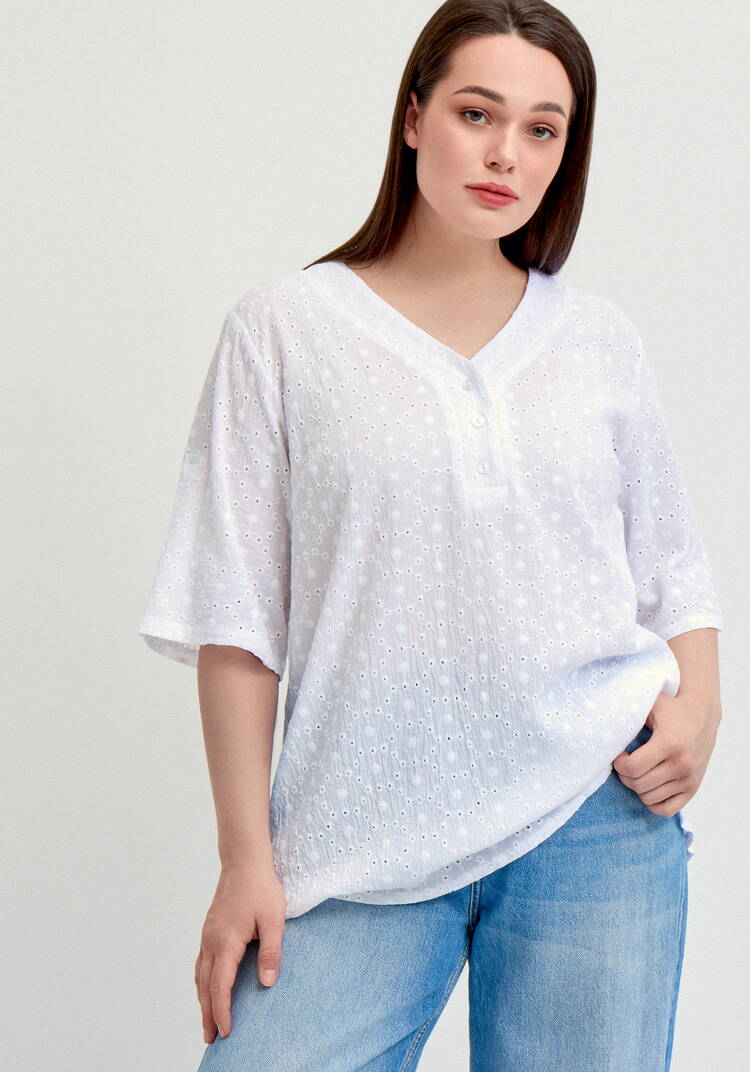 Блуза с V-образным вырезом из шитья шир.  750, рис. 9