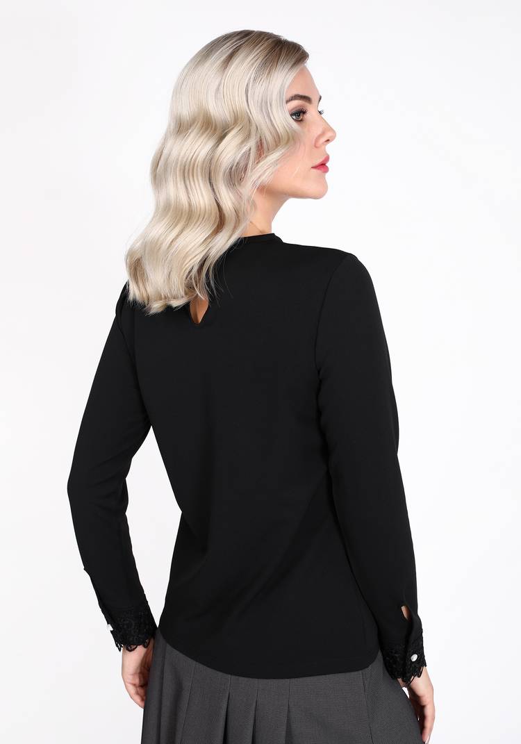 Блуза с кружевными манжетами шир.  750, рис. 6