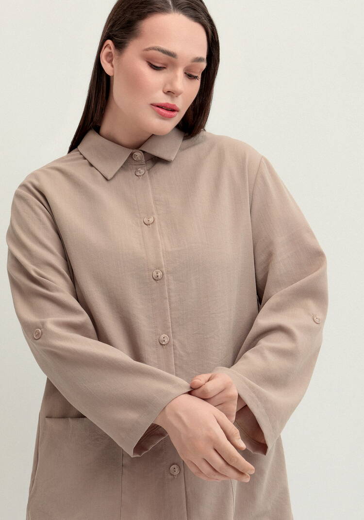 Рубашка на пуговицах свободного кроя шир.  750, рис. 23