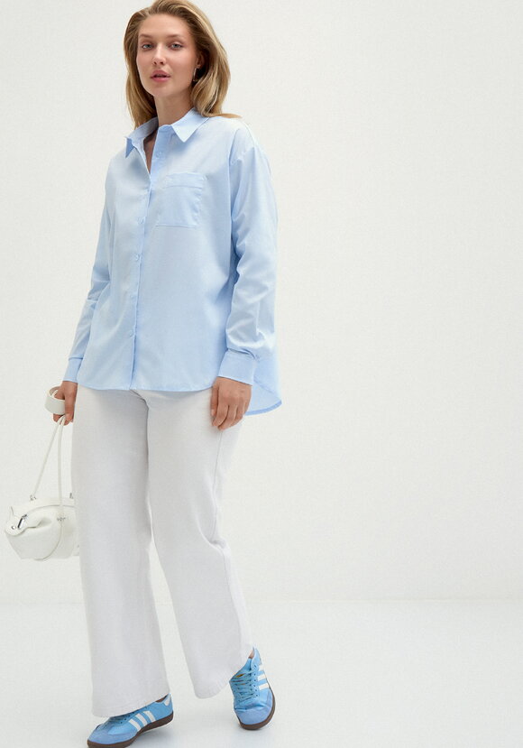 Рубашка оверсайз со спущенным плечом шир.  580, рис. 17