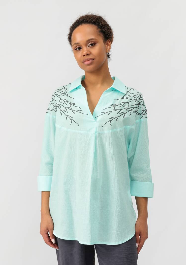 Блуза с принтом по плечам шир.  750, рис. 4