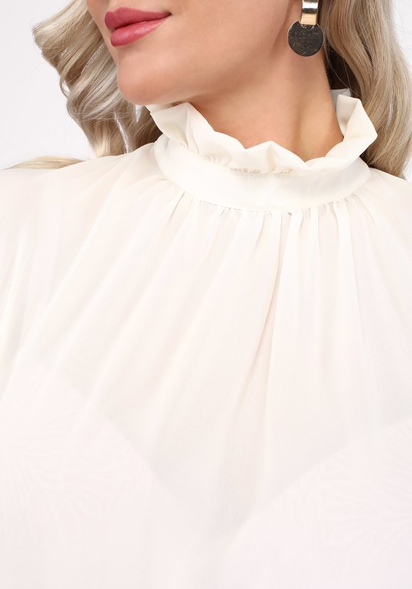 Блуза однотонная с застежкой на пуговицу шир.  580, рис. 9