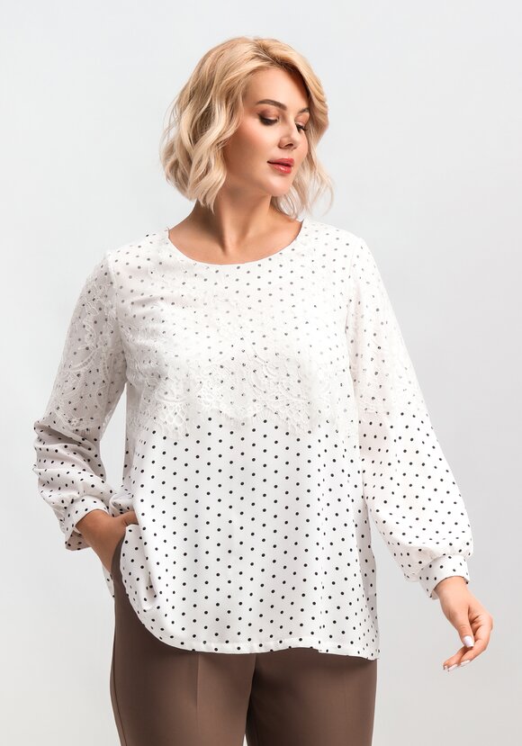 Блуза с кружевом по плечам шир.  580, рис. 19