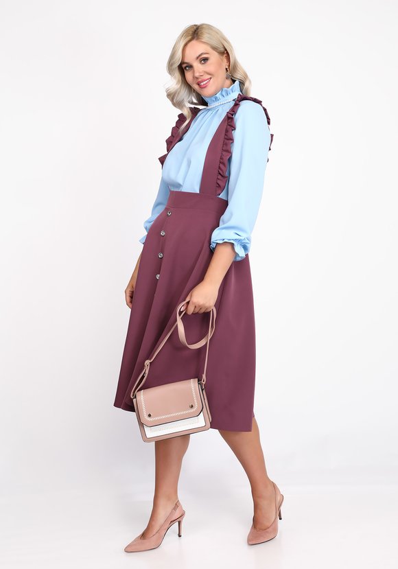 Блуза однотонная с застежкой на пуговицу шир.  580, рис. 15