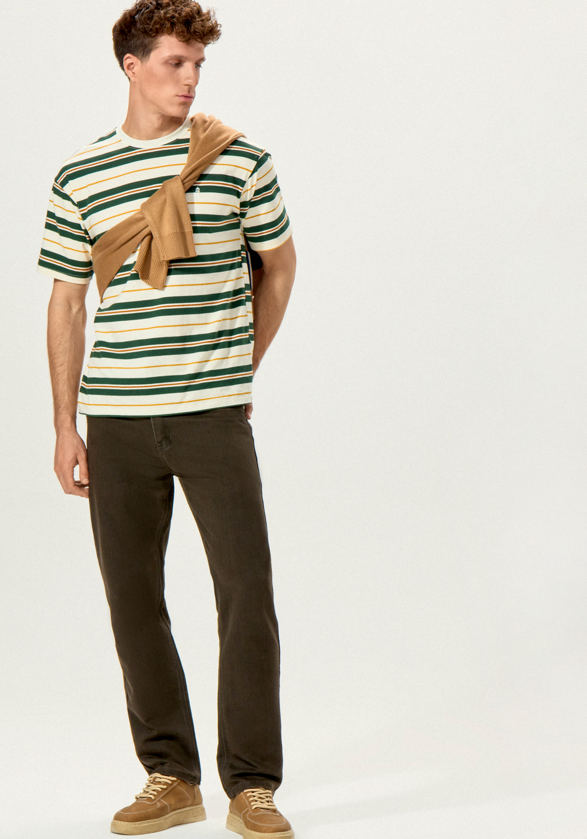 

Брюки прямые из джинсовой ткани с карманами, Черный