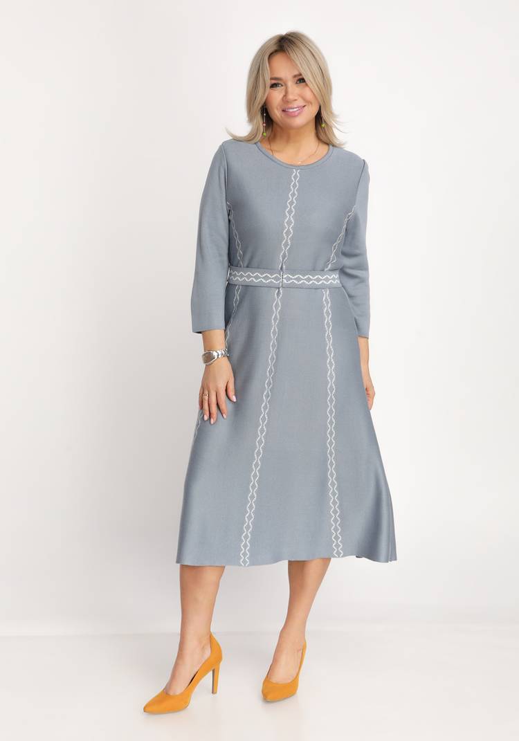 Платье А-силуэта с поясом в комплекте шир.  750, рис. 4