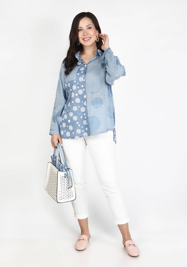 Блузка прямая из комбинированной ткани шир.  750, рис. 3